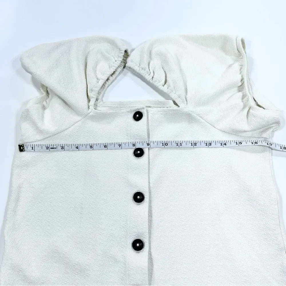 Madewell cream button front cap sleeve top M